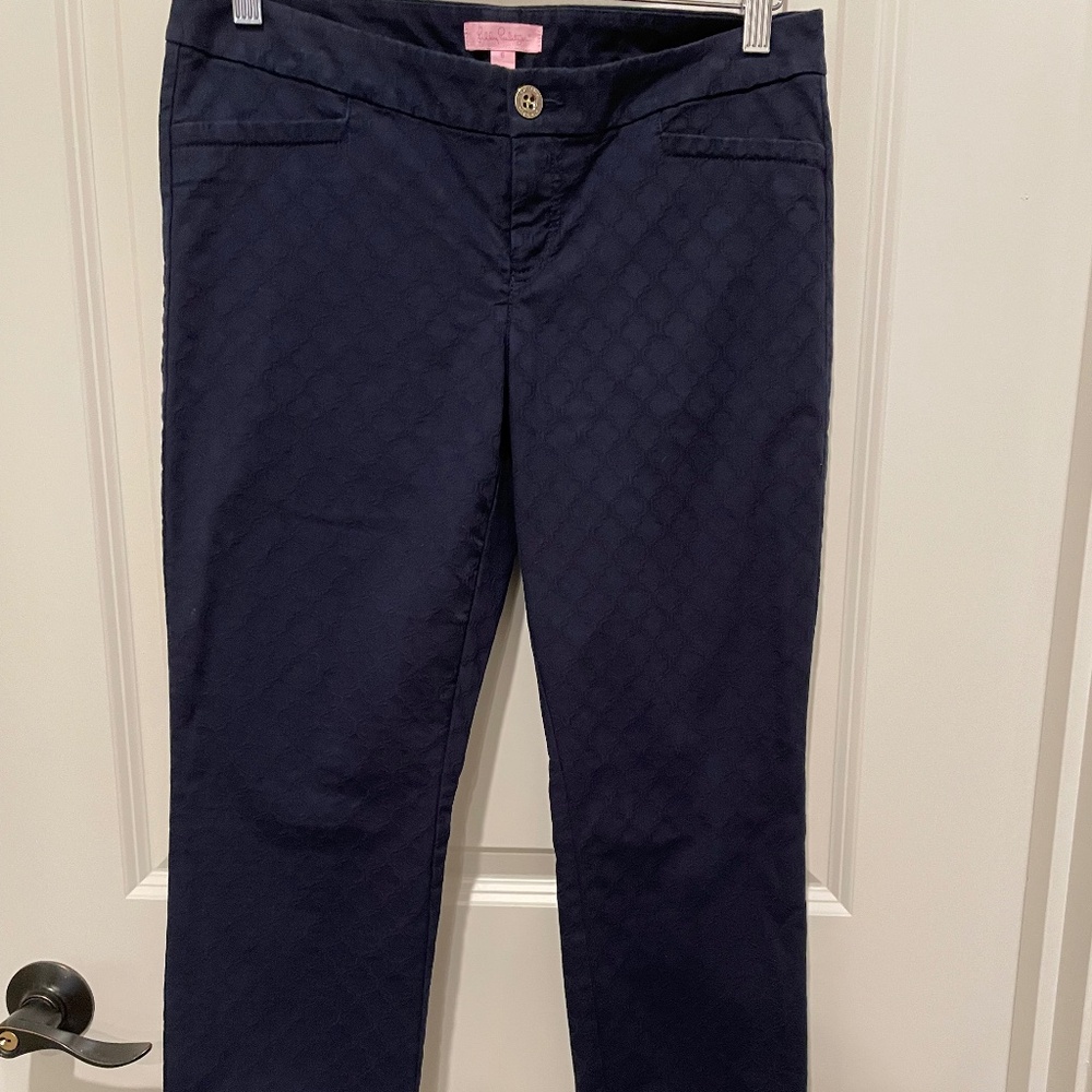 Lilly Pulitzer Navy Ankle Pants Sri Lanka Lattice Design Size 6